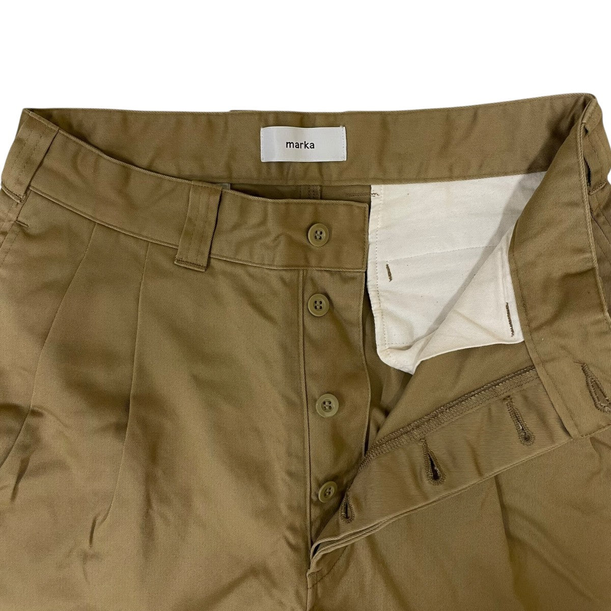 18SSDOUBLE PLEATED CHINO ダブルプリーツチノパンツコールドマーセライズ加工 アンクル丈 ワイドテーパードパンツM18A 21PT01C