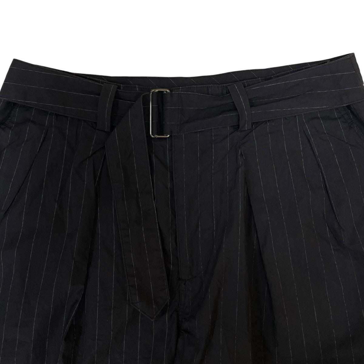 Stripe Belted Wide Shortsウエストベルト付き ストライプ柄 コットン ワイドショートパンツ ハーフパンツYK22SS0328P