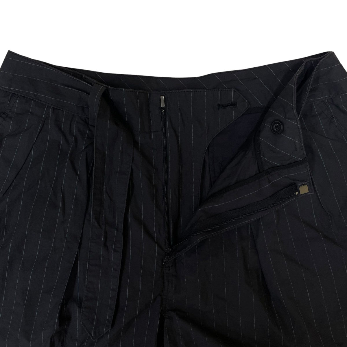 Stripe Belted Wide Shortsウエストベルト付き ストライプ柄 コットン ワイドショートパンツ ハーフパンツYK22SS0328P
