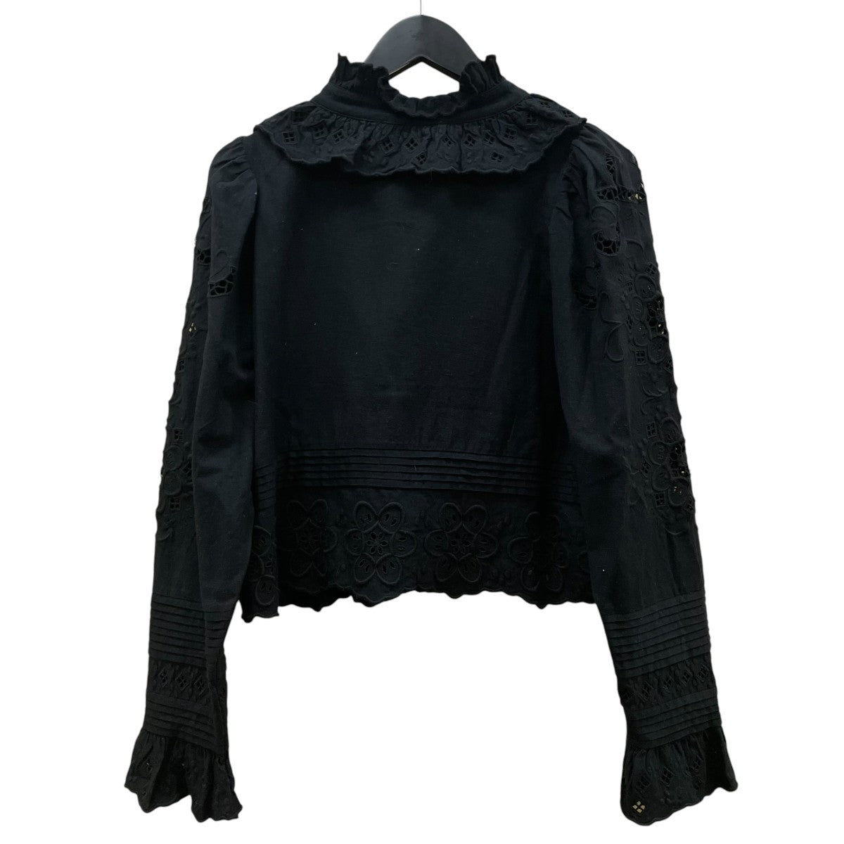 Kiara Embellished Long Sleeve Topコットン リネン 刺繍 フリル 長袖ブラウスPF22-118