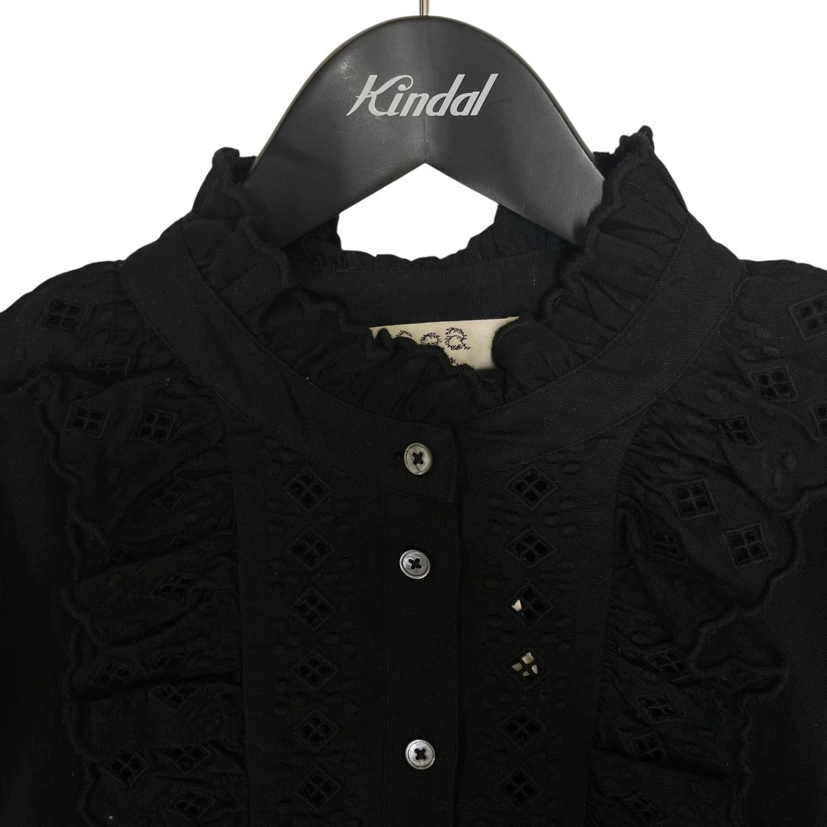 Kiara Embellished Long Sleeve Topコットン リネン 刺繍 フリル 長袖ブラウスPF22-118