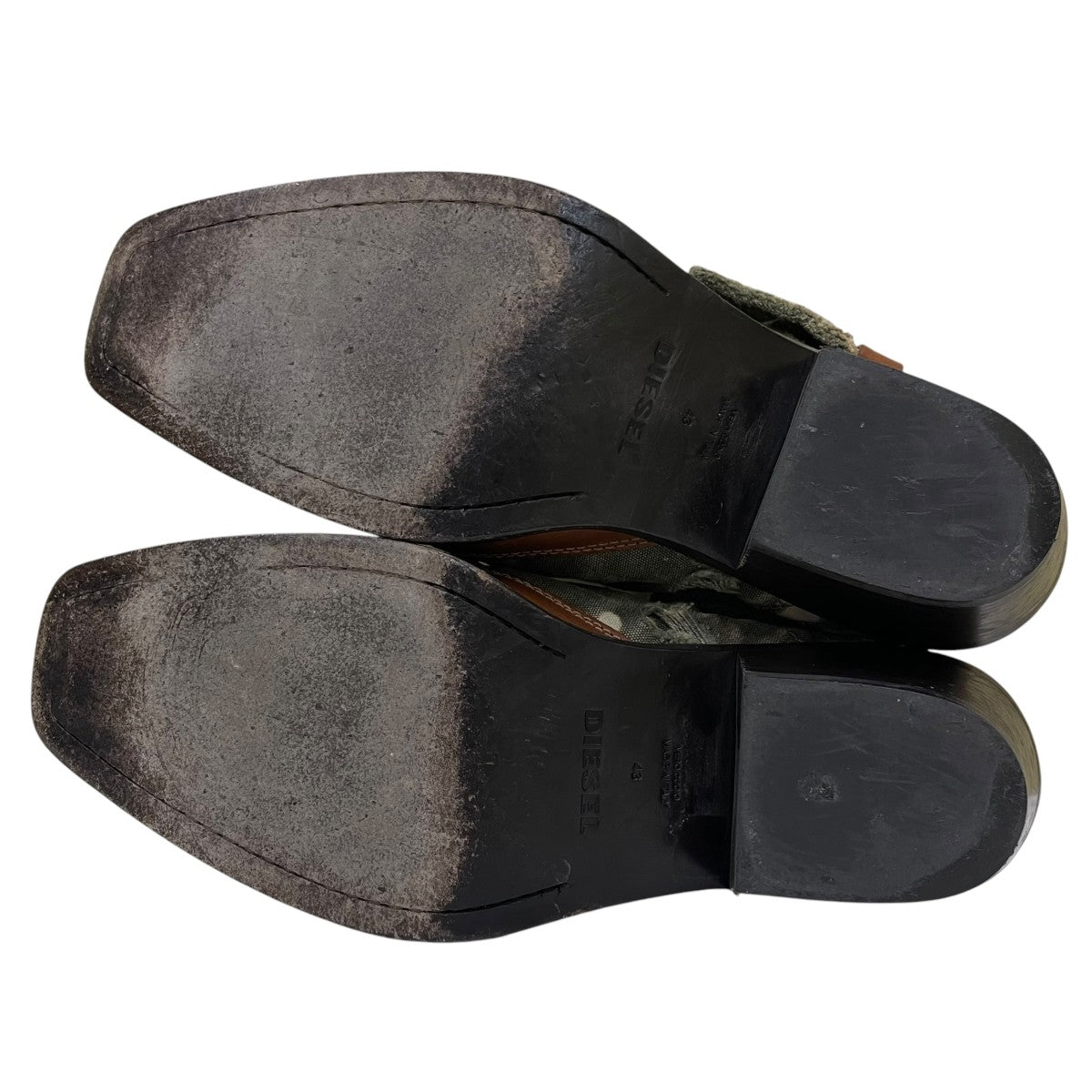 D-SANTIAGO MULE Cダメージ加工 キャンバス素材 ヒールミュール ドレスシューズ