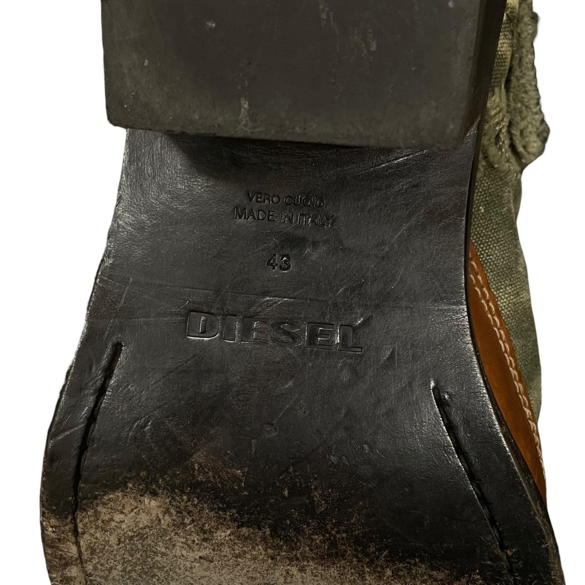 D-SANTIAGO MULE Cダメージ加工 キャンバス素材 ヒールミュール ドレスシューズ