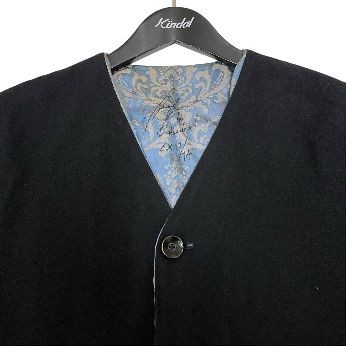 GEOFFREY B SMALL handmade fully-lined v-neck 5-button welt pocket cardigan-jacketノーカラージャケット 古着・中古-3枚目のアイテム画像