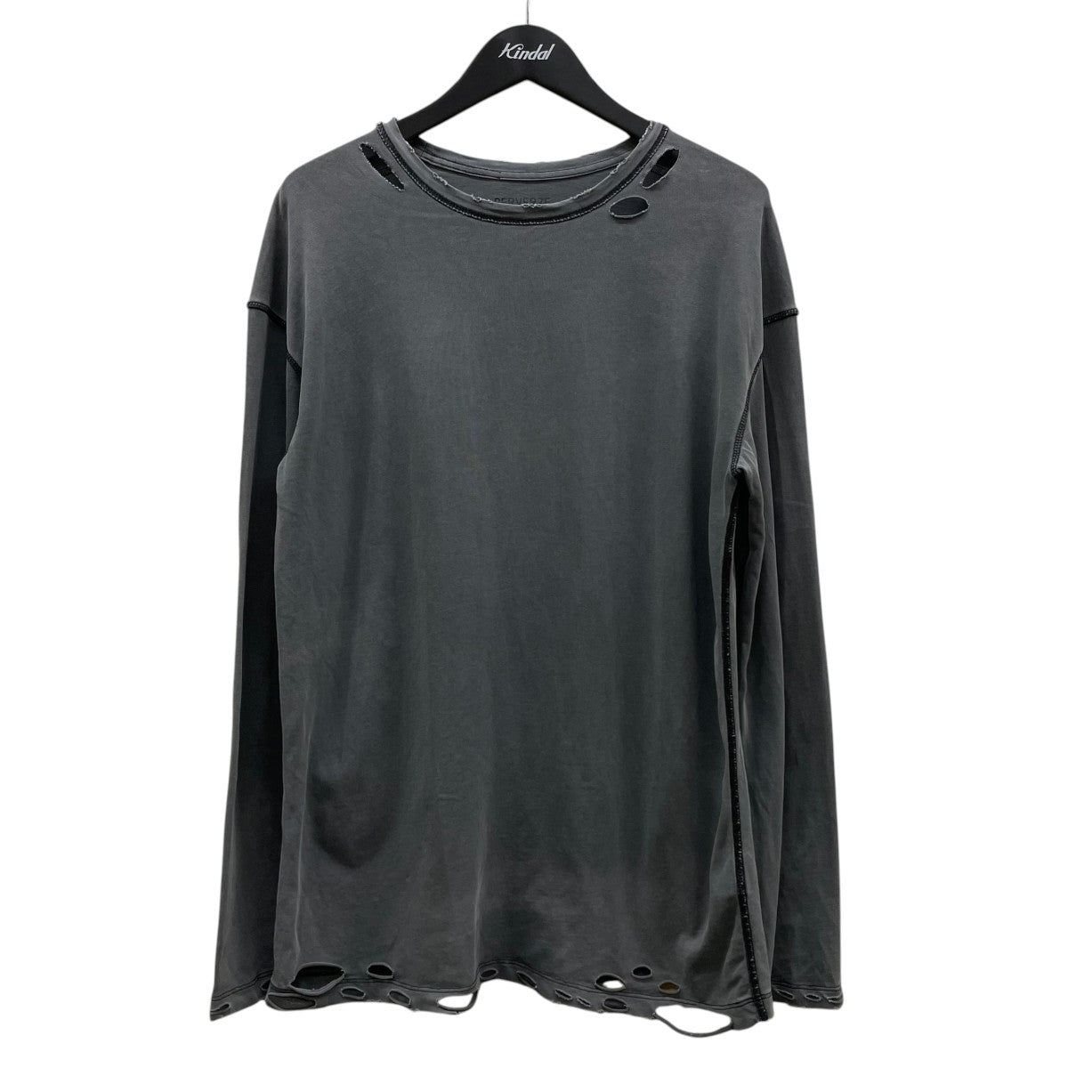 DISTRESS Regular Long Sleeve T-Shirtダメージ加工 カットオフデザイン コットン 長袖Tシャツ ロングスリーブカットソー0125030657