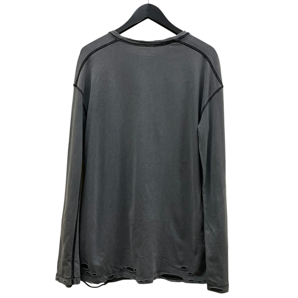 DISTRESS Regular Long Sleeve T-Shirtダメージ加工 カットオフデザイン コットン 長袖Tシャツ ロングスリーブカットソー0125030657