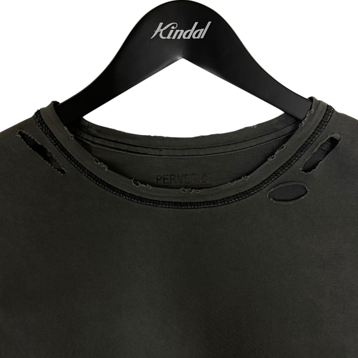 DISTRESS Regular Long Sleeve T-Shirtダメージ加工 カットオフデザイン コットン 長袖Tシャツ ロングスリーブカットソー0125030657