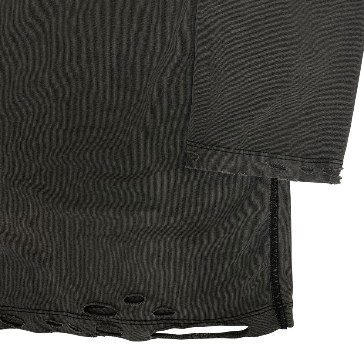 DISTRESS Regular Long Sleeve T-Shirtダメージ加工 カットオフデザイン コットン 長袖Tシャツ ロングスリーブカットソー0125030657