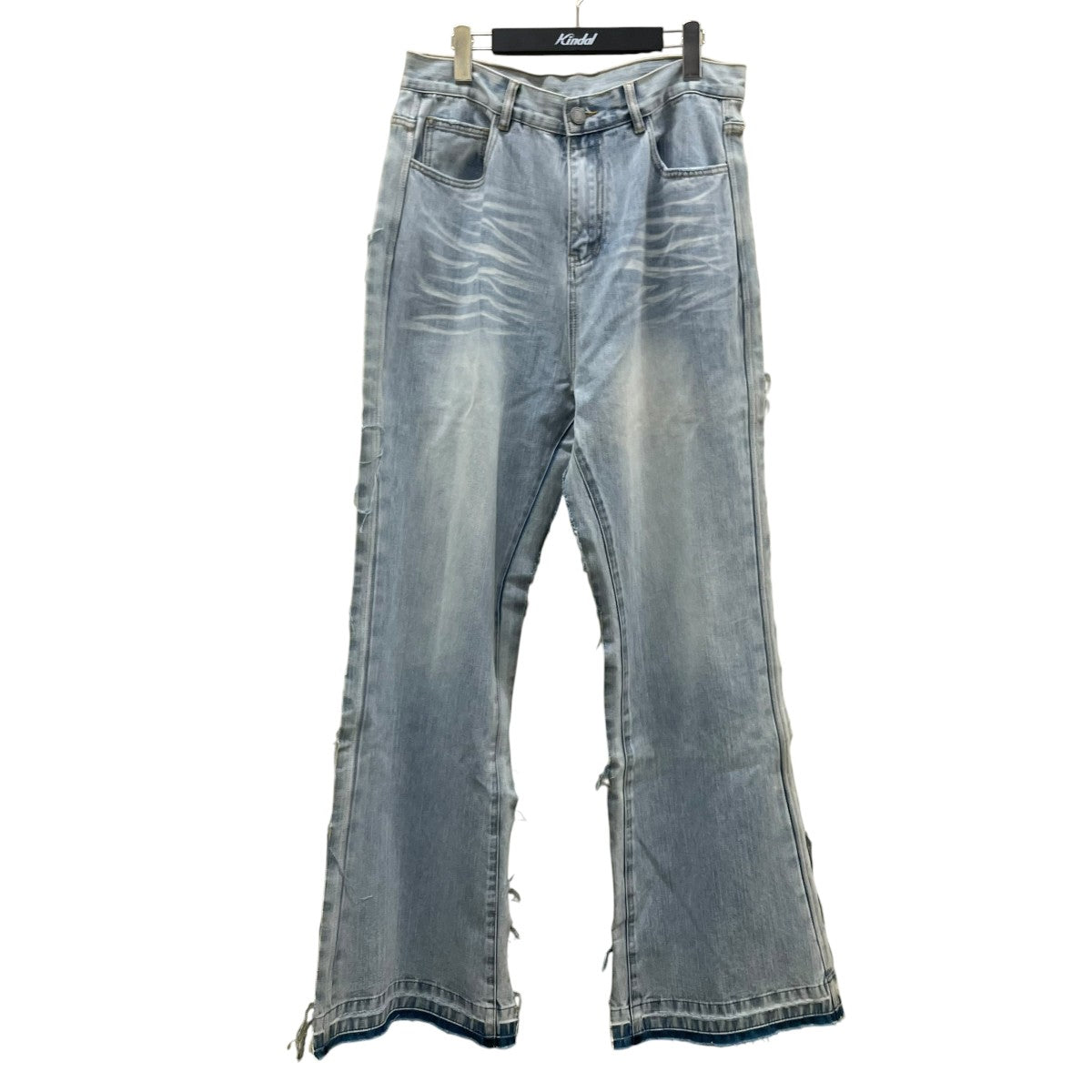 Washed Cat Whisker Denim Patchwork Sweatpantsデニムパンツ