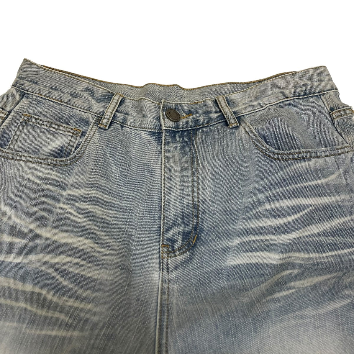 Washed Cat Whisker Denim Patchwork Sweatpantsデニムパンツ