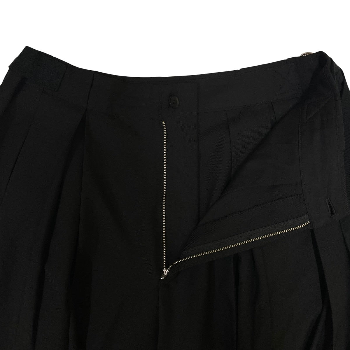 T W gabardine Box pleats hakama pants ギャバジン ボックスプリーツ ハカマパンツ切りっぱなし バギーパンツ スラックスGE P06 100