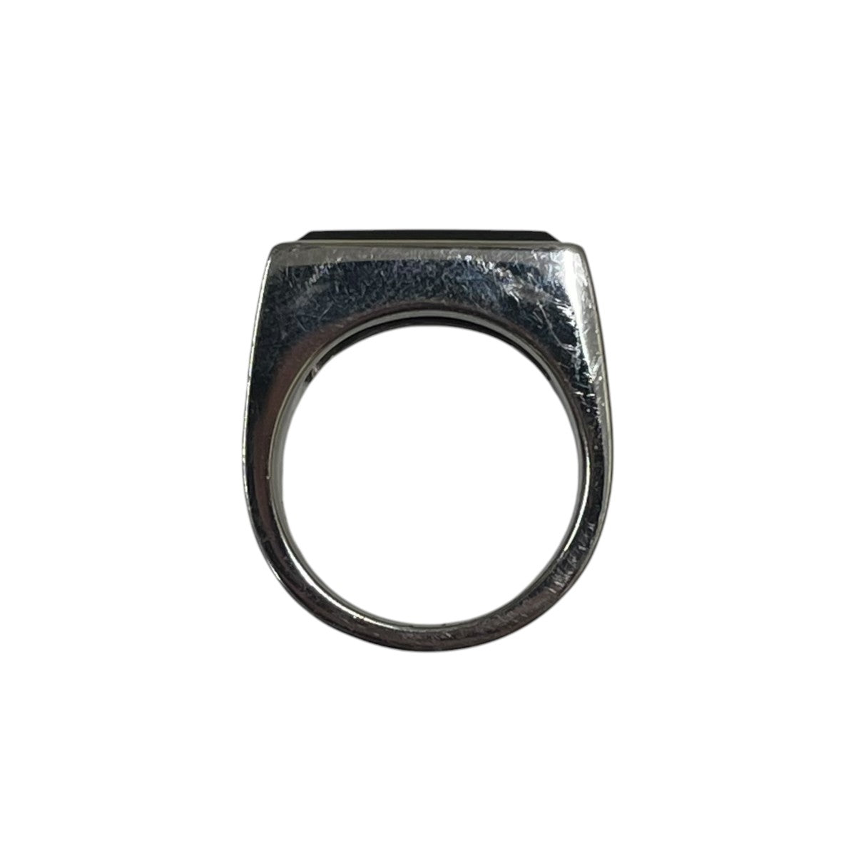Peaky Ring Polished Onyxホワイトロジウムコーティング 天然石 ブラックオニキス リング