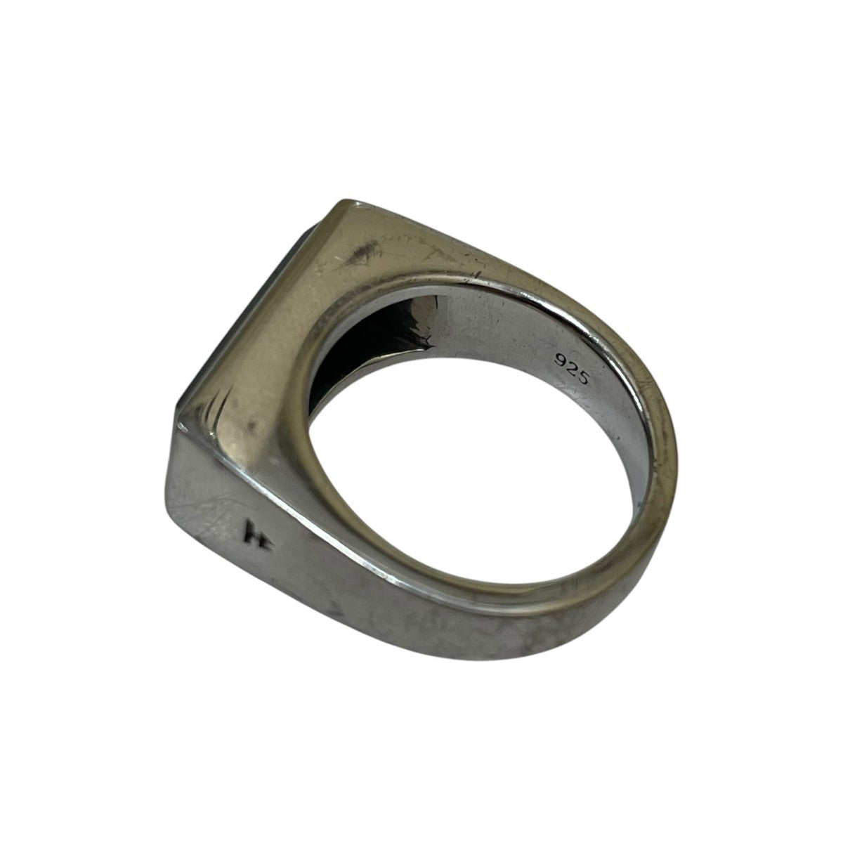Peaky Ring Polished Onyxホワイトロジウムコーティング 天然石 ブラックオニキス リング