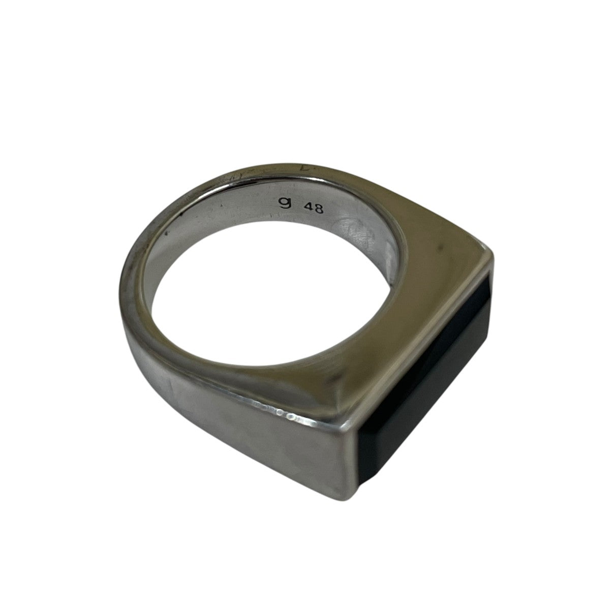 Peaky Ring Polished Onyxホワイトロジウムコーティング 天然石 ブラックオニキス リング