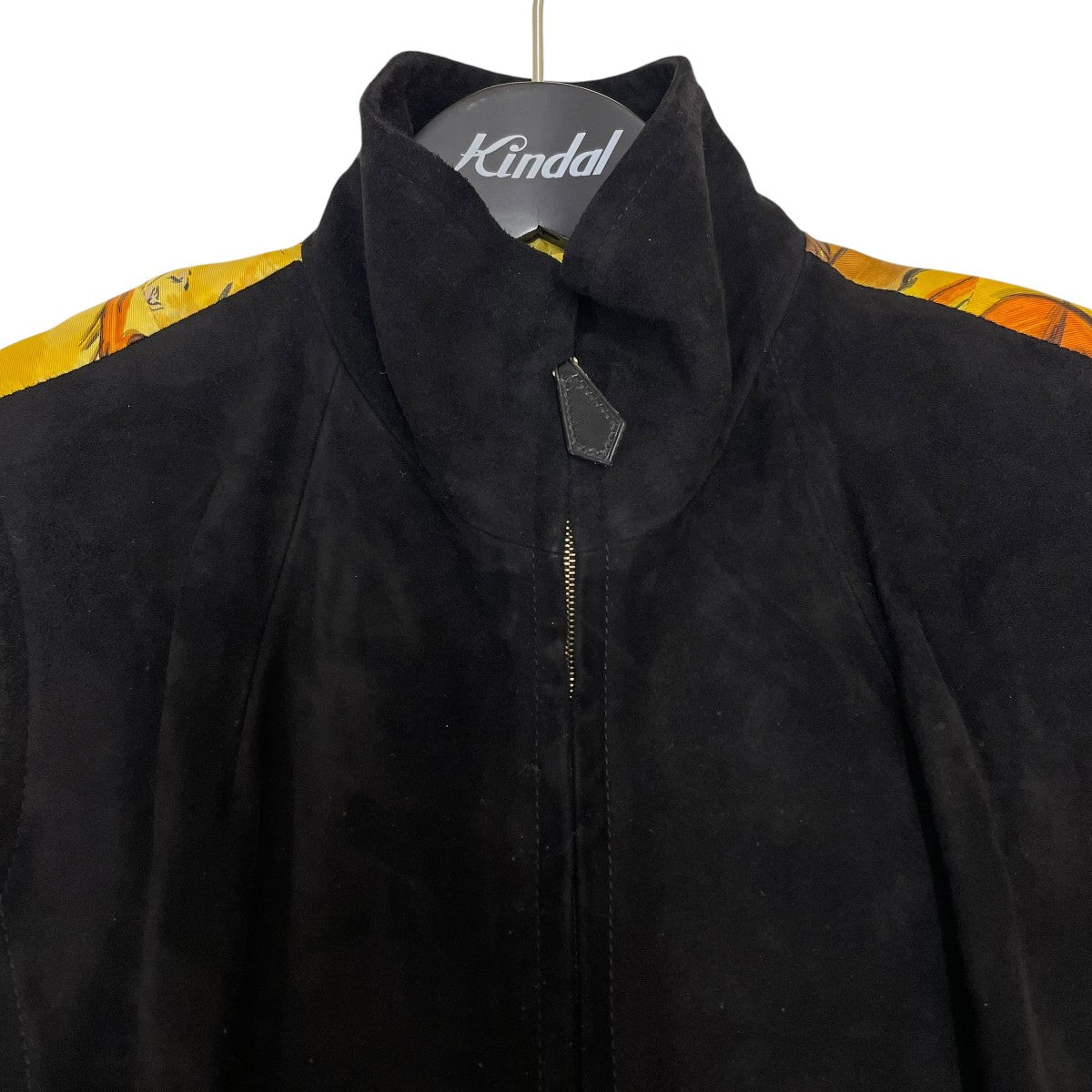 Black Suede Yellow Silk Concerto Violinist Zip Vestベスト