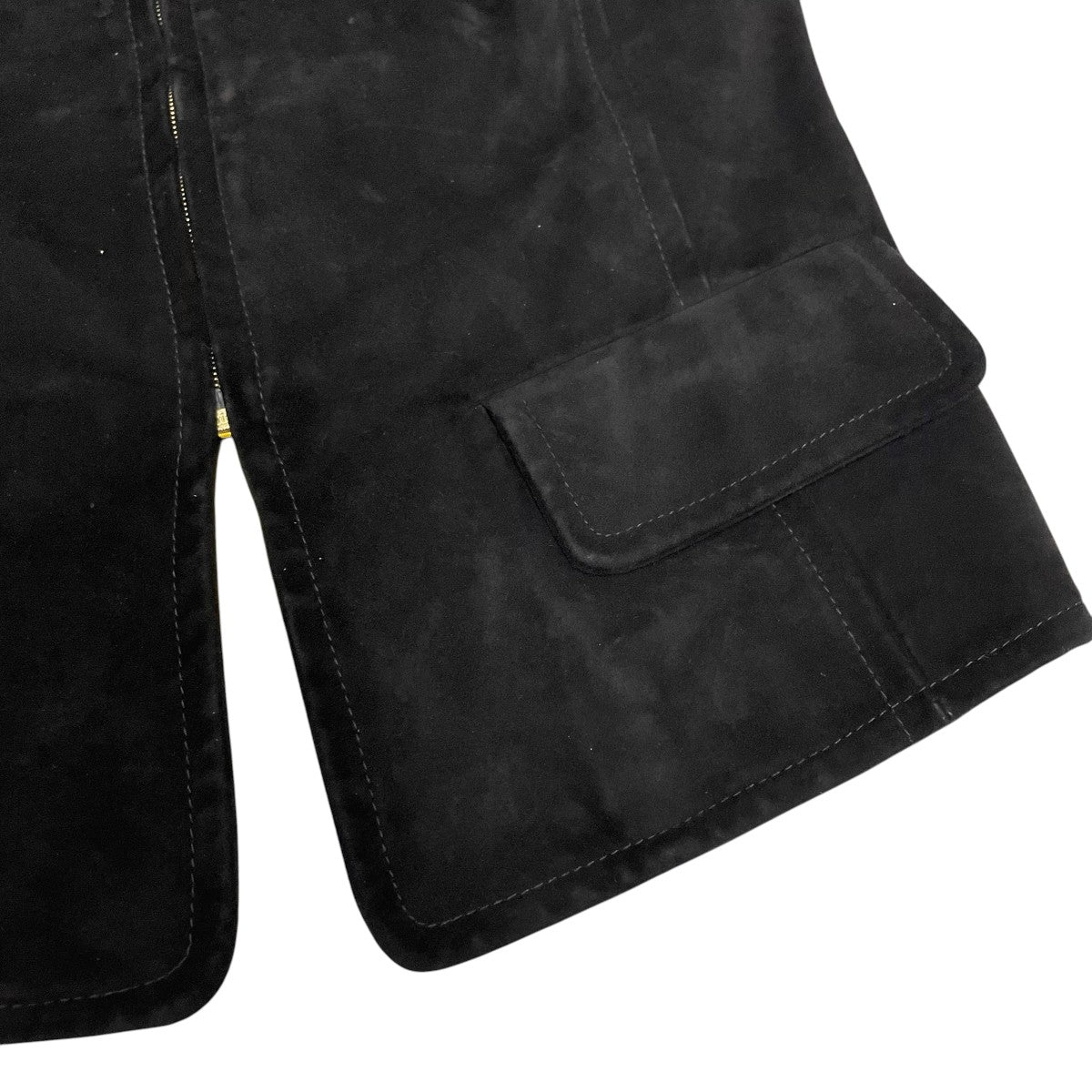Black Suede Yellow Silk Concerto Violinist Zip Vestベスト