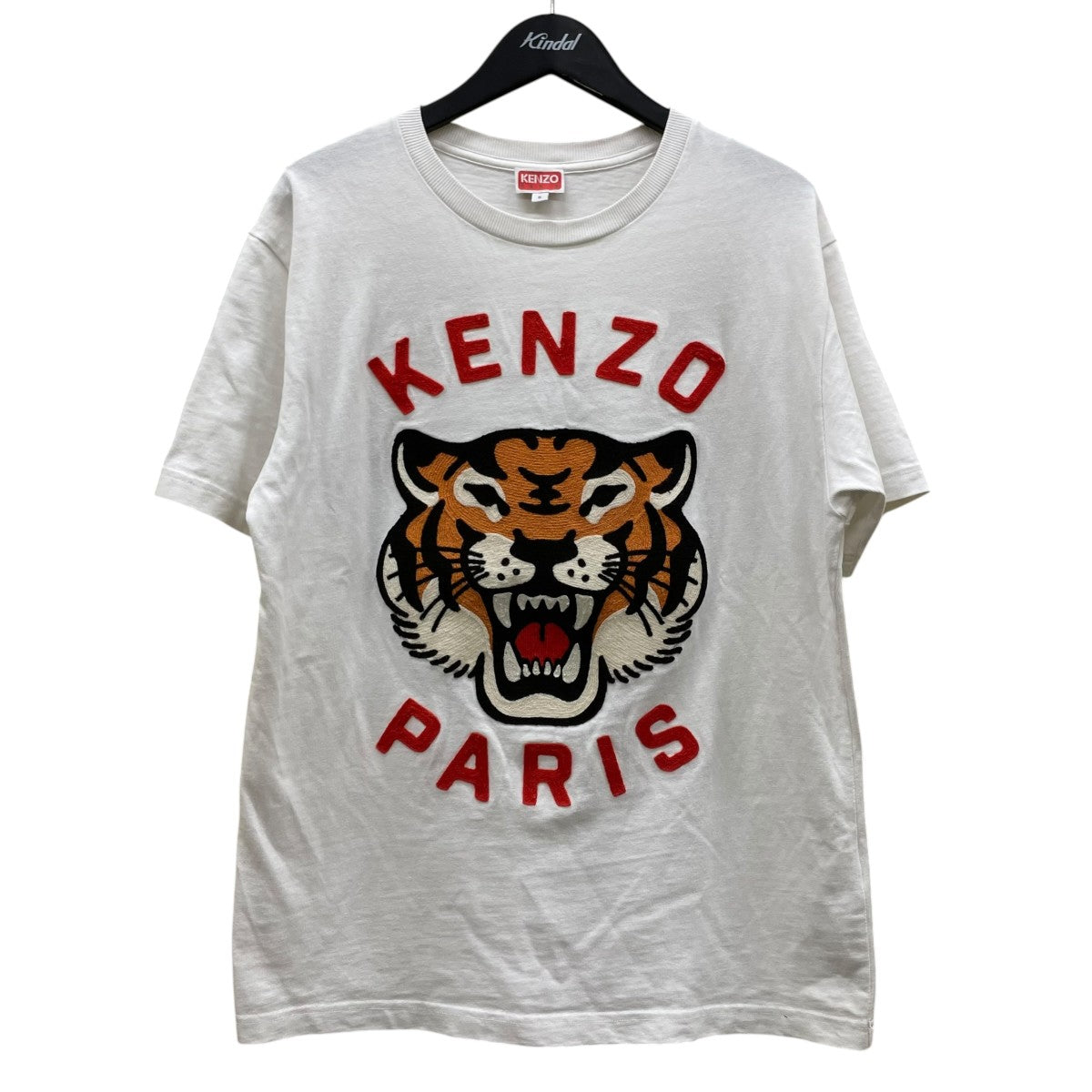 Lucky Tiger Embroidered T-Shirt ラッキータイガー 刺繍 オーバーサイズ Tシャツエンボス刺繍 半袖Tシャツ コットンTシャツFE68TS0084SI
