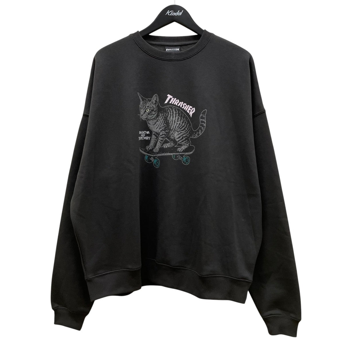 25AWビッグシルエット プリント クルーネックスウェット CATグラフィックプリント コットン 長袖スウェット トレーナーTS25AW-14