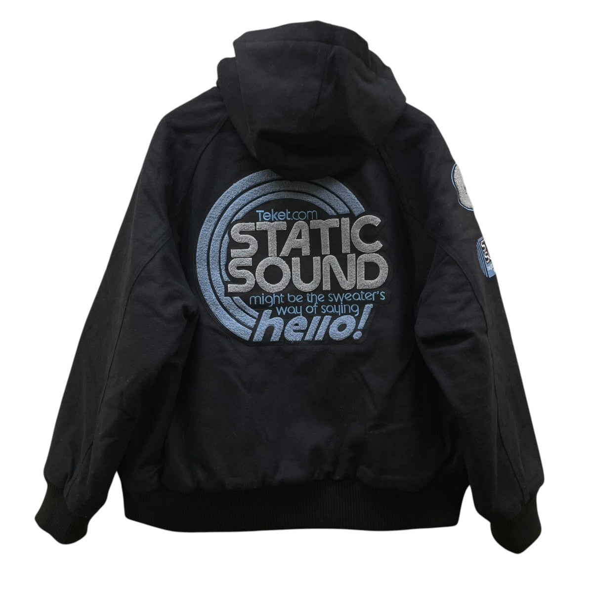TEKET Static Sound Varsity Jacket Blackフーデッドジャケット 古着・中古-2枚目のアイテム画像