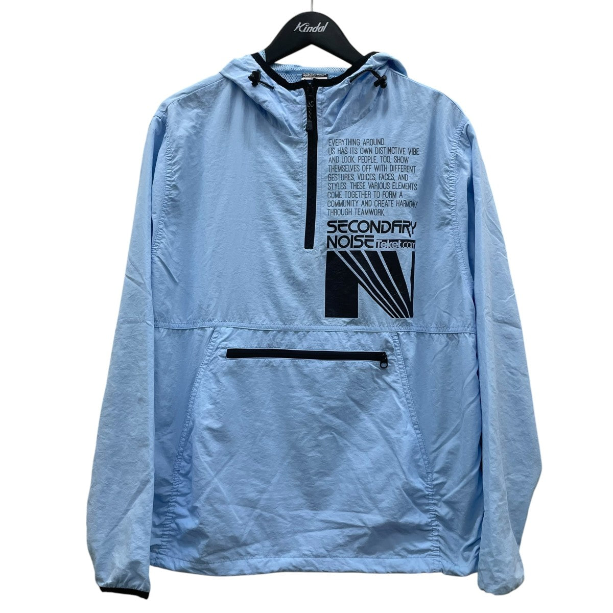 Secondary Anorak Pullover Light Blueグラフィックプリント ハーフジップ プルオーバー ナイロンジャケット