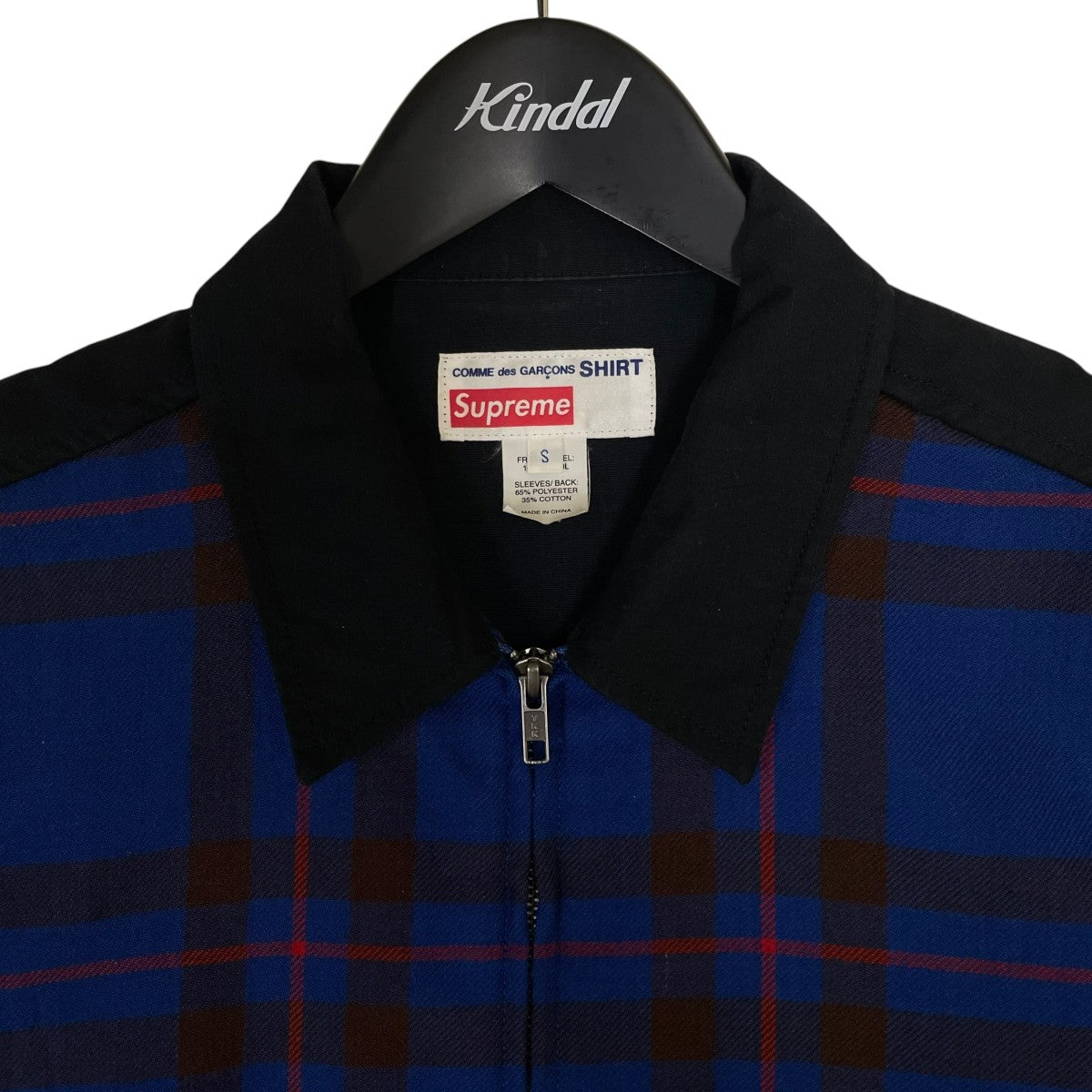 15AWWork Jacket ワークジャケットバックロゴプリント 切替デザイン チェック柄 ジップシャツジャケット