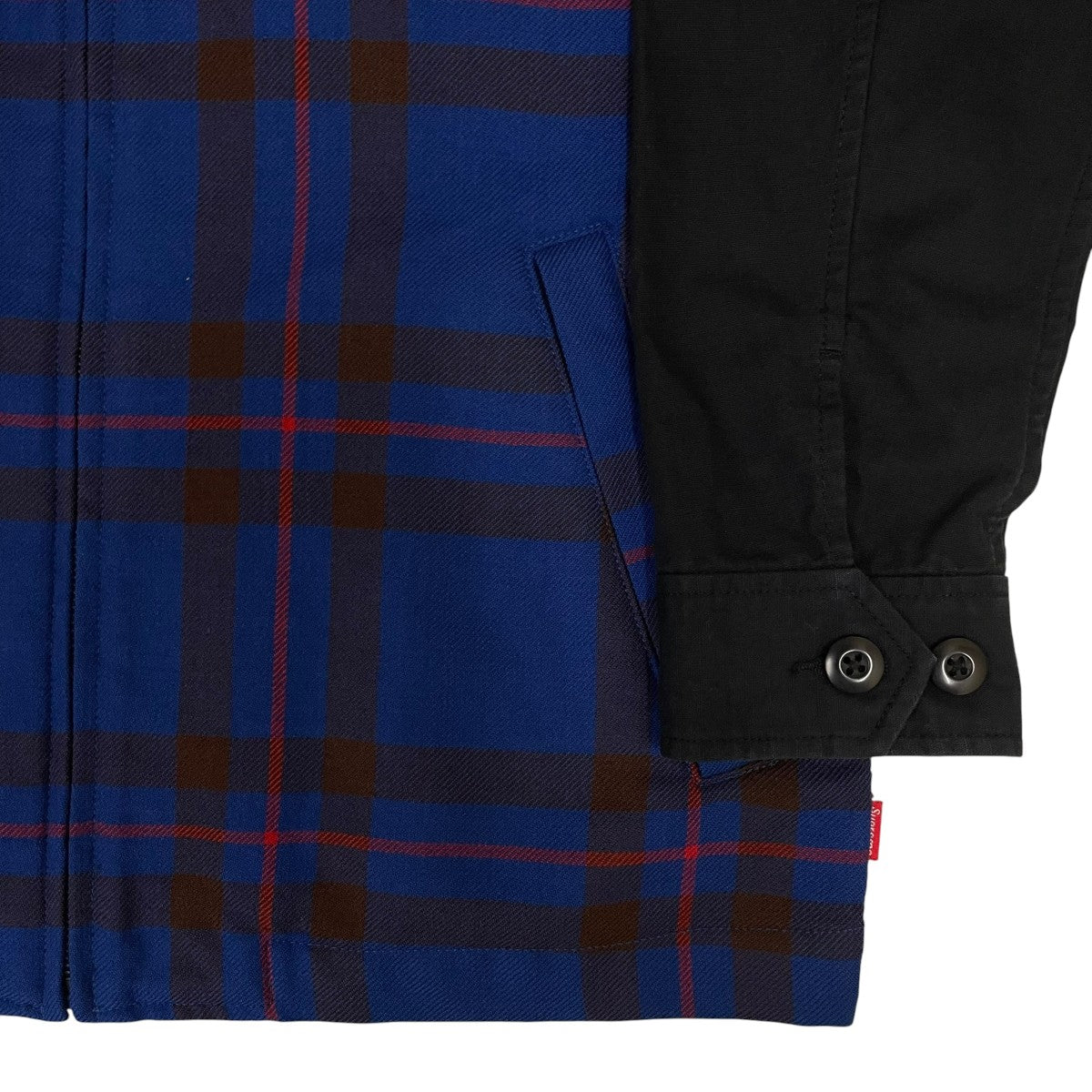 15AWWork Jacket ワークジャケットバックロゴプリント 切替デザイン チェック柄 ジップシャツジャケット