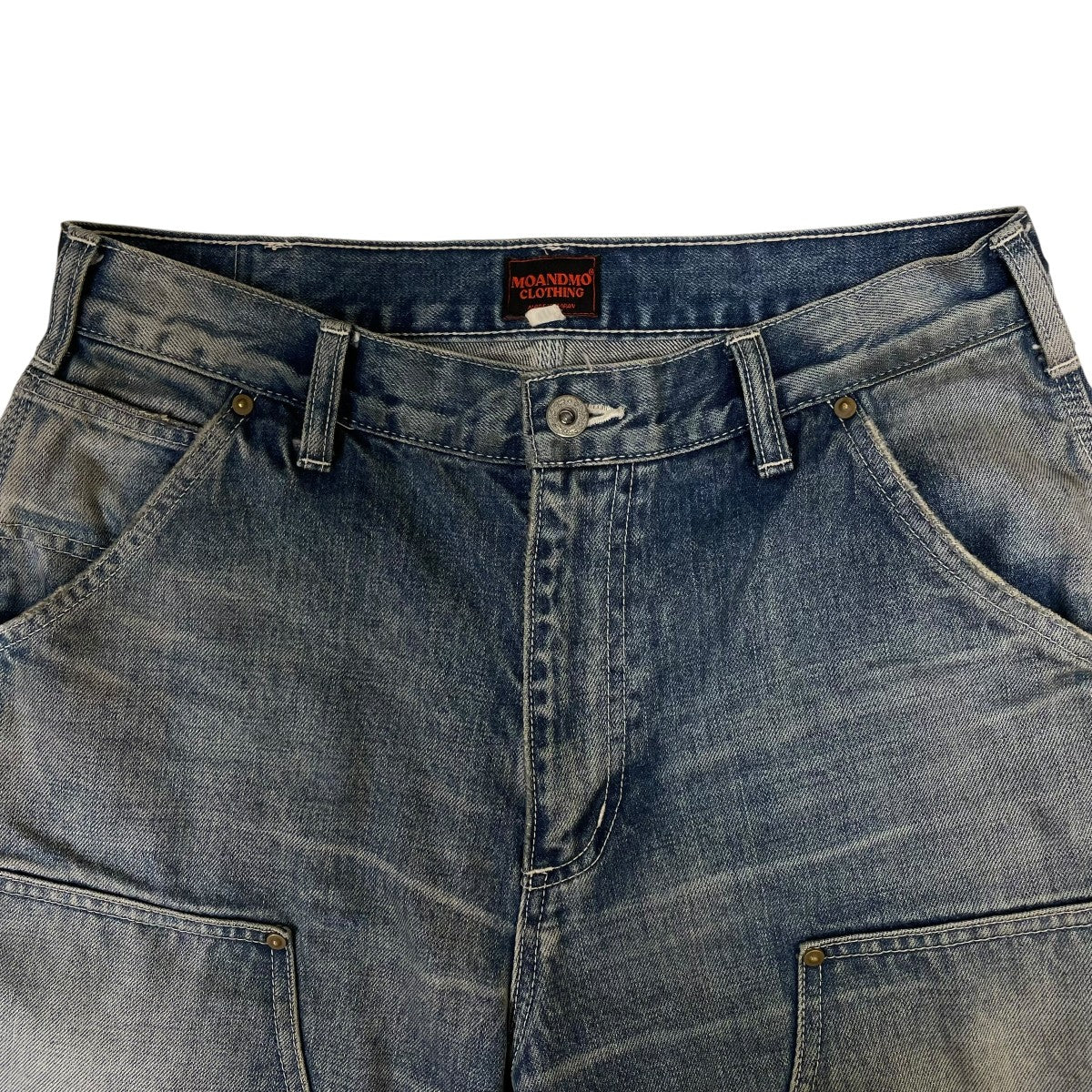 MOANDMO CLOTHING DOUBLE KNEE DENIM PANTS ダブルニーデニムパンツコットン ワイドストレート デニムパンツ