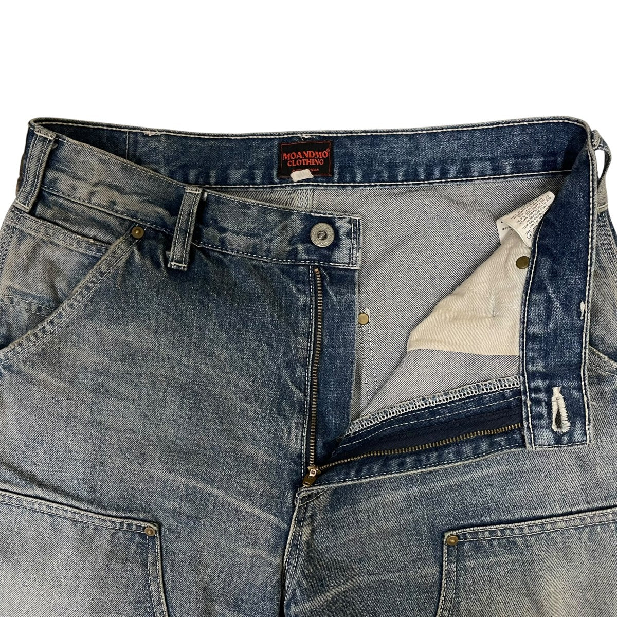MOANDMO CLOTHING DOUBLE KNEE DENIM PANTS ダブルニーデニムパンツコットン ワイドストレート デニムパンツ