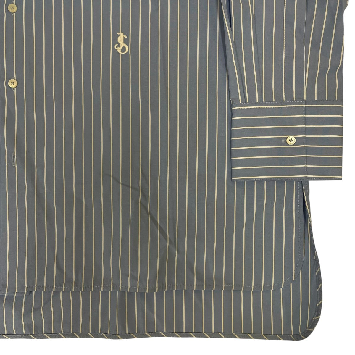 7 DAYS SHIRTSストライプ柄 ロゴ刺繍 ロング長袖シャツ コットンシャツJ24DL0109