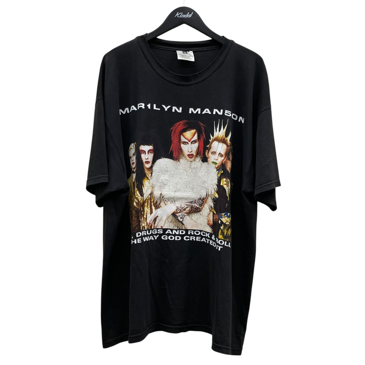 90sMARILYN MANSON Rock Is Dead Tourグラフィックプリント 半袖Tシャツ コットンTシャツ