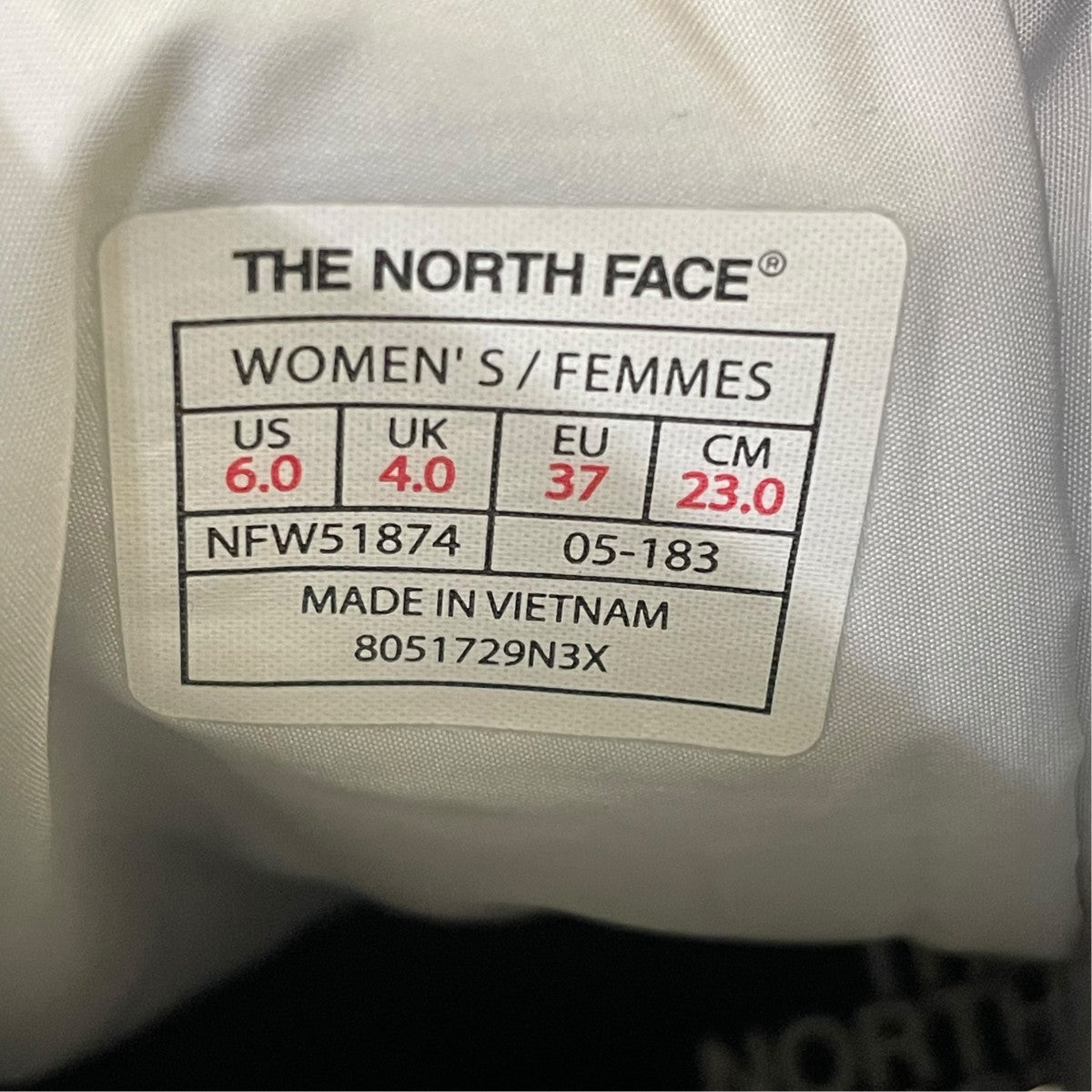 THE NORTH FACE ヌプシブーティーウォータープルーフ VIショートウィンターブーツNFW51874 古着・中古-6枚目のアイテム画像