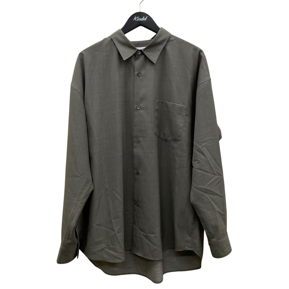 『洗濯可 防シワ 接触冷感』WASHABLE WOOL OVER SHIRTS長袖シャツUR26230 1030101
