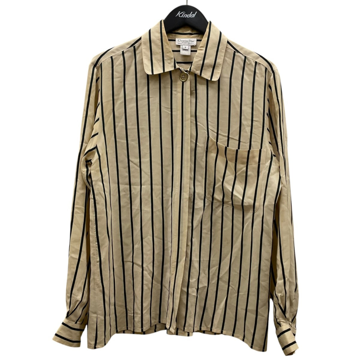 ストライプ柄 シルクシャツ 長袖シャツ