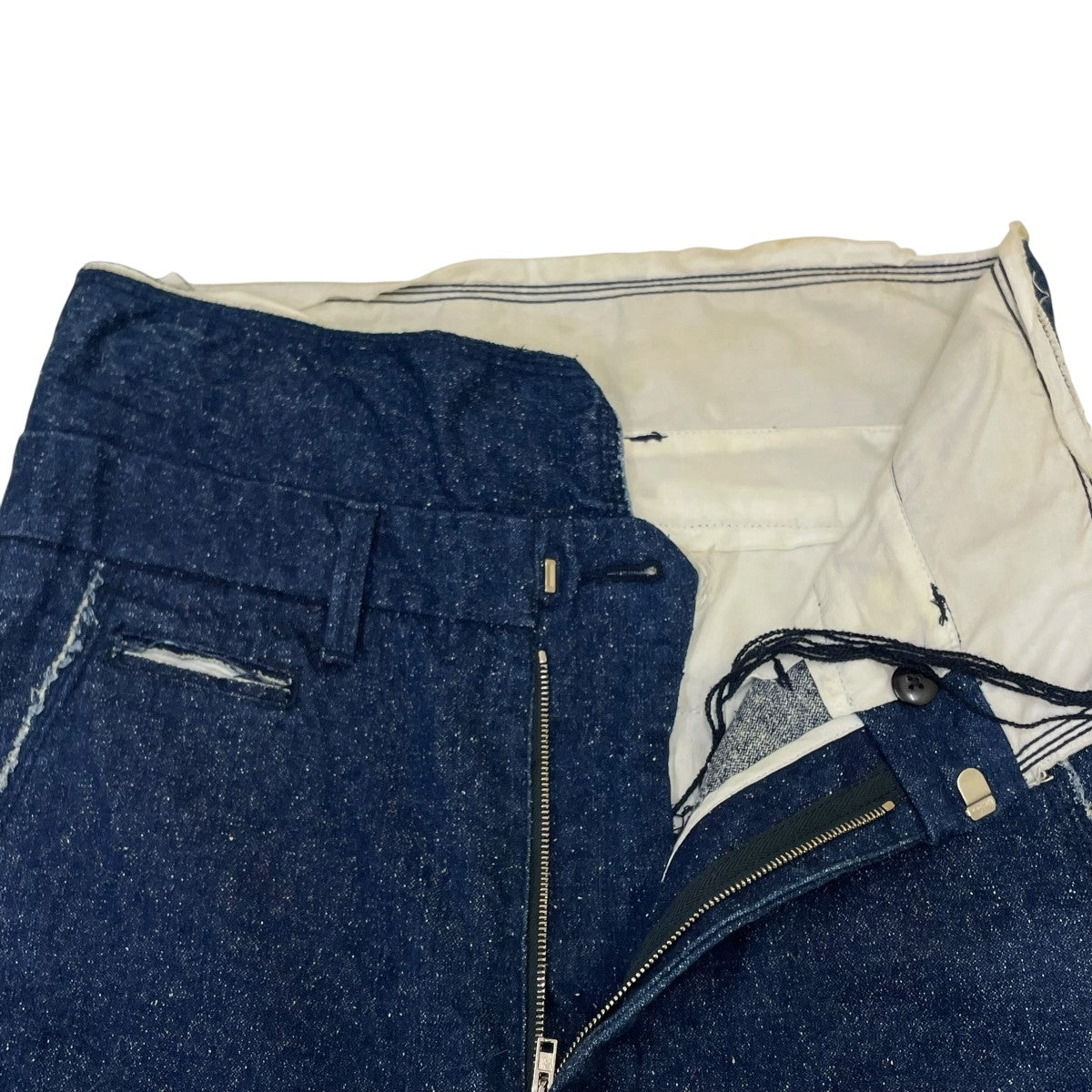 19SSシルク カットオフ ストレートパンツデニムパンツMID19SS-P03B