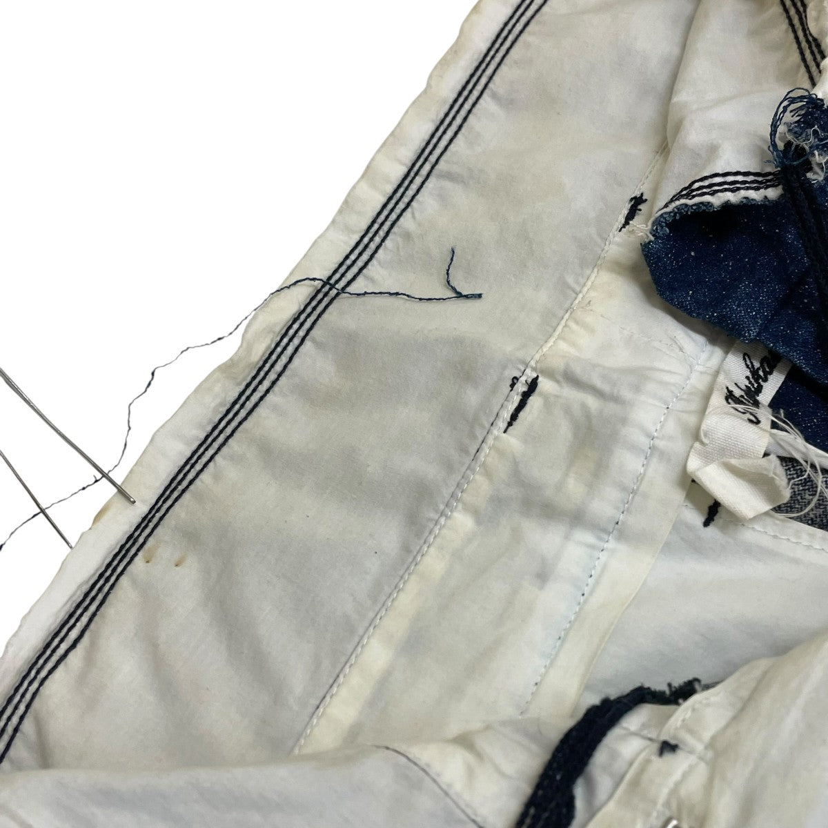 19SSシルク カットオフ ストレートパンツデニムパンツMID19SS-P03B
