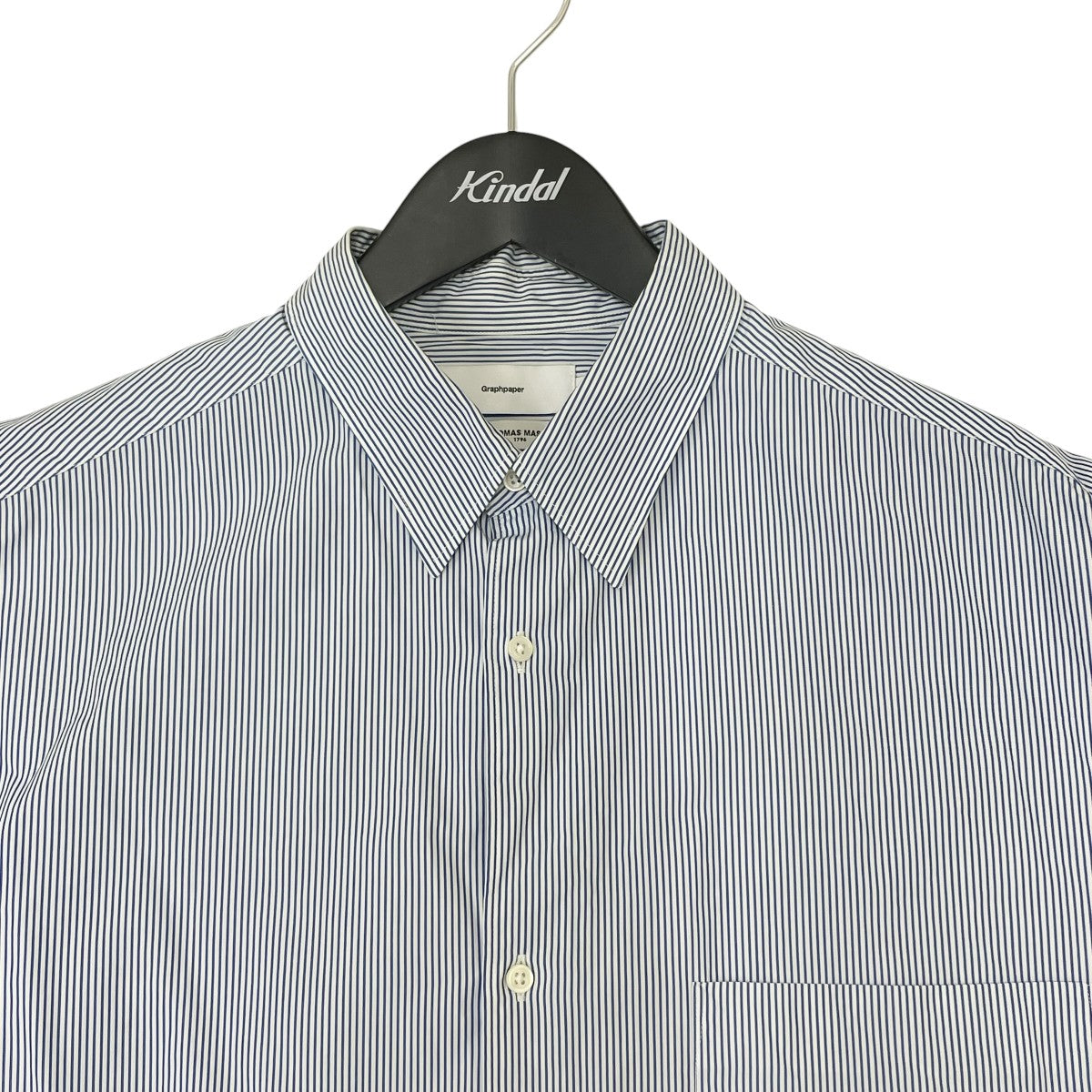 22AWThomas Mason for GP L／S Oversized Regular Collar Shirtストライプ長袖シャツGM224-50021