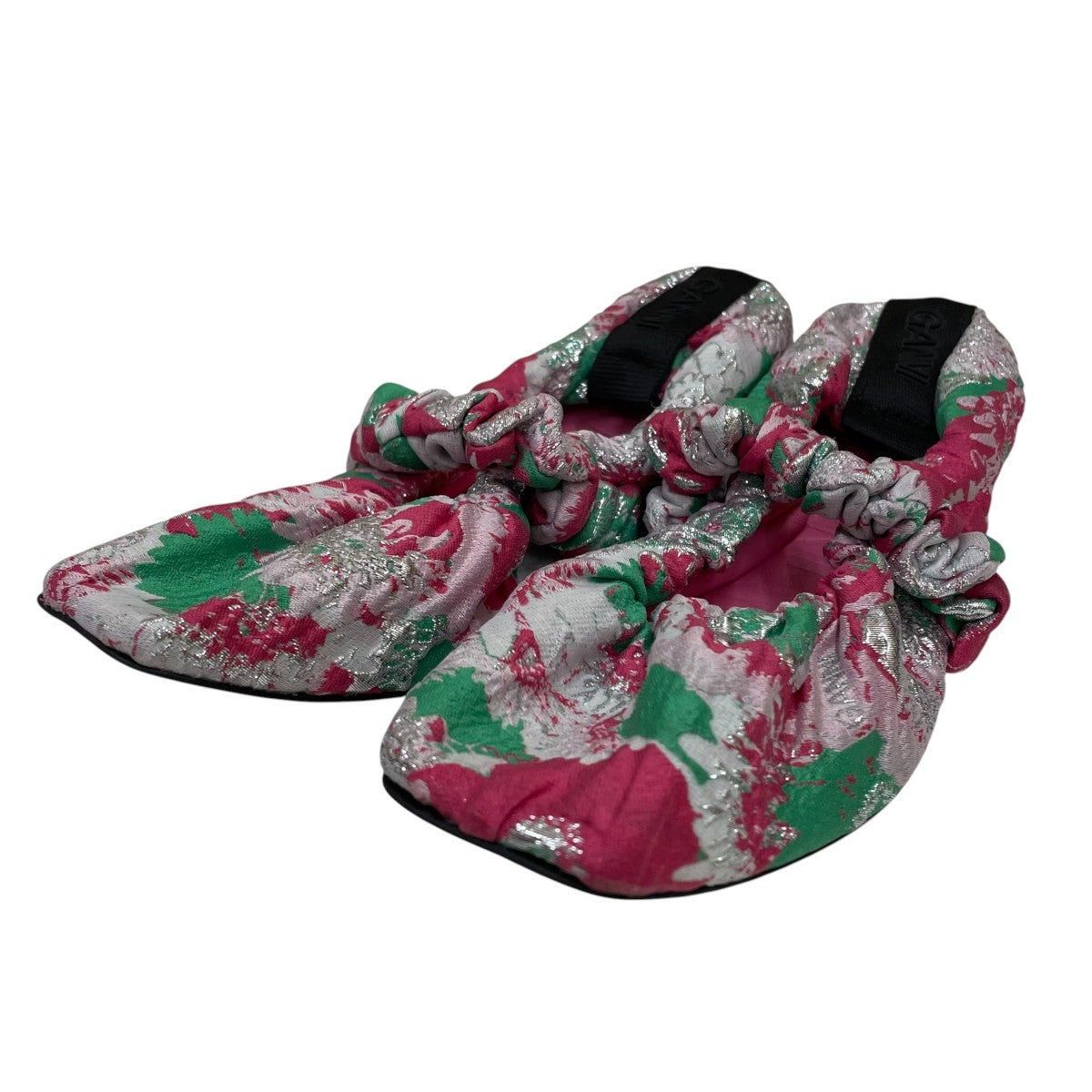 scrunchie jacquard ballerinasジャガード生地 フラットシューズ バレエシューズ