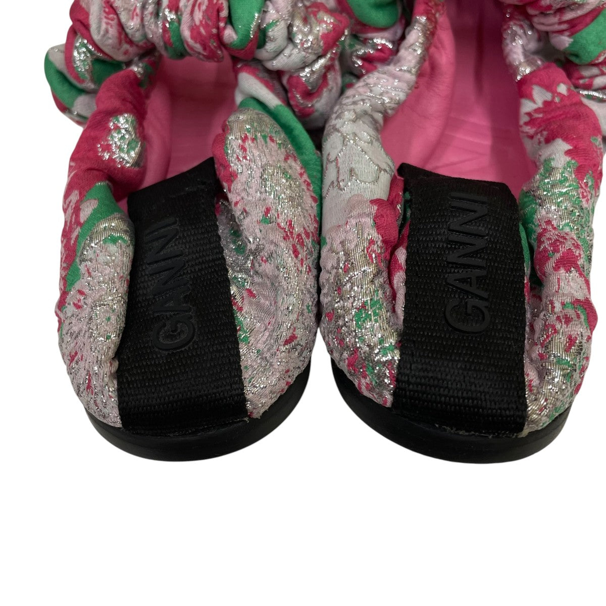 scrunchie jacquard ballerinasジャガード生地 フラットシューズ バレエシューズ