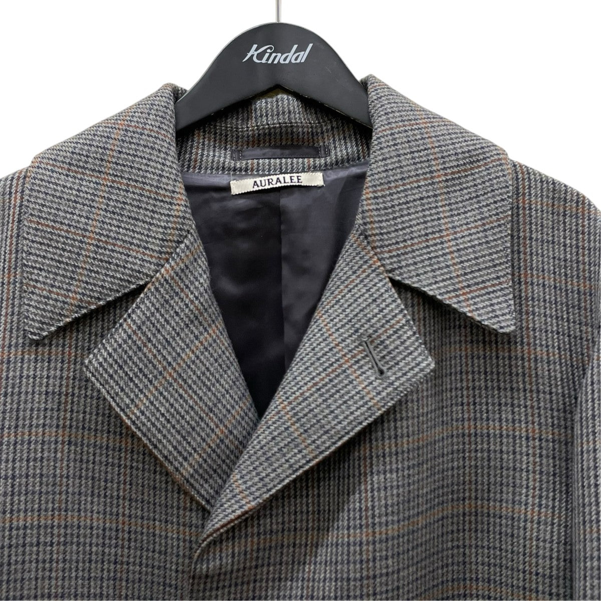 AURALEE 18AWDOUBLE FACE CHECK LONG COATチェスターコートA8AC01BN 古着・中古-3枚目のアイテム画像