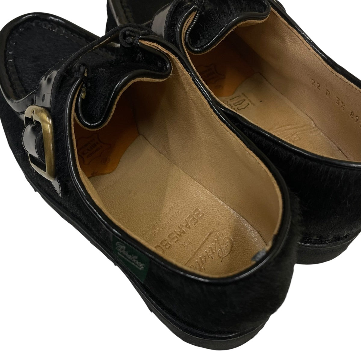 PARABOOT×BEAMS BOY MICHAEL BRIDE ミカエル ブリッドラビットファー モンクストラップ ドレスシューズ ローファー 革靴 古着・中古-5枚目のアイテム画像