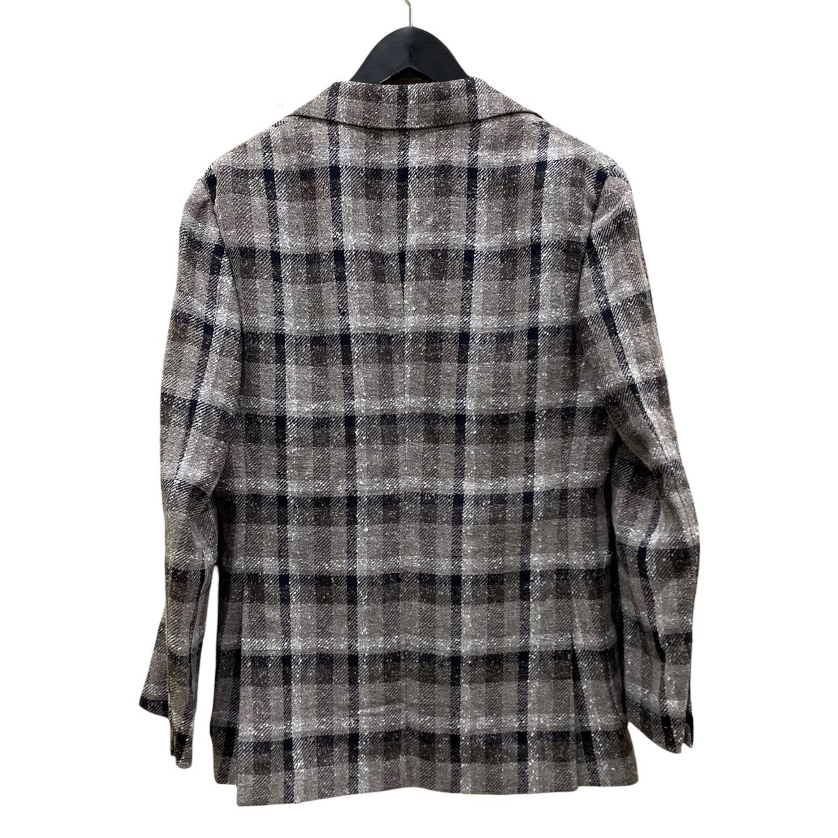 17SSFERLA BIG CHECK JACKET リネン混テーラードジャケット24-16-0979-015