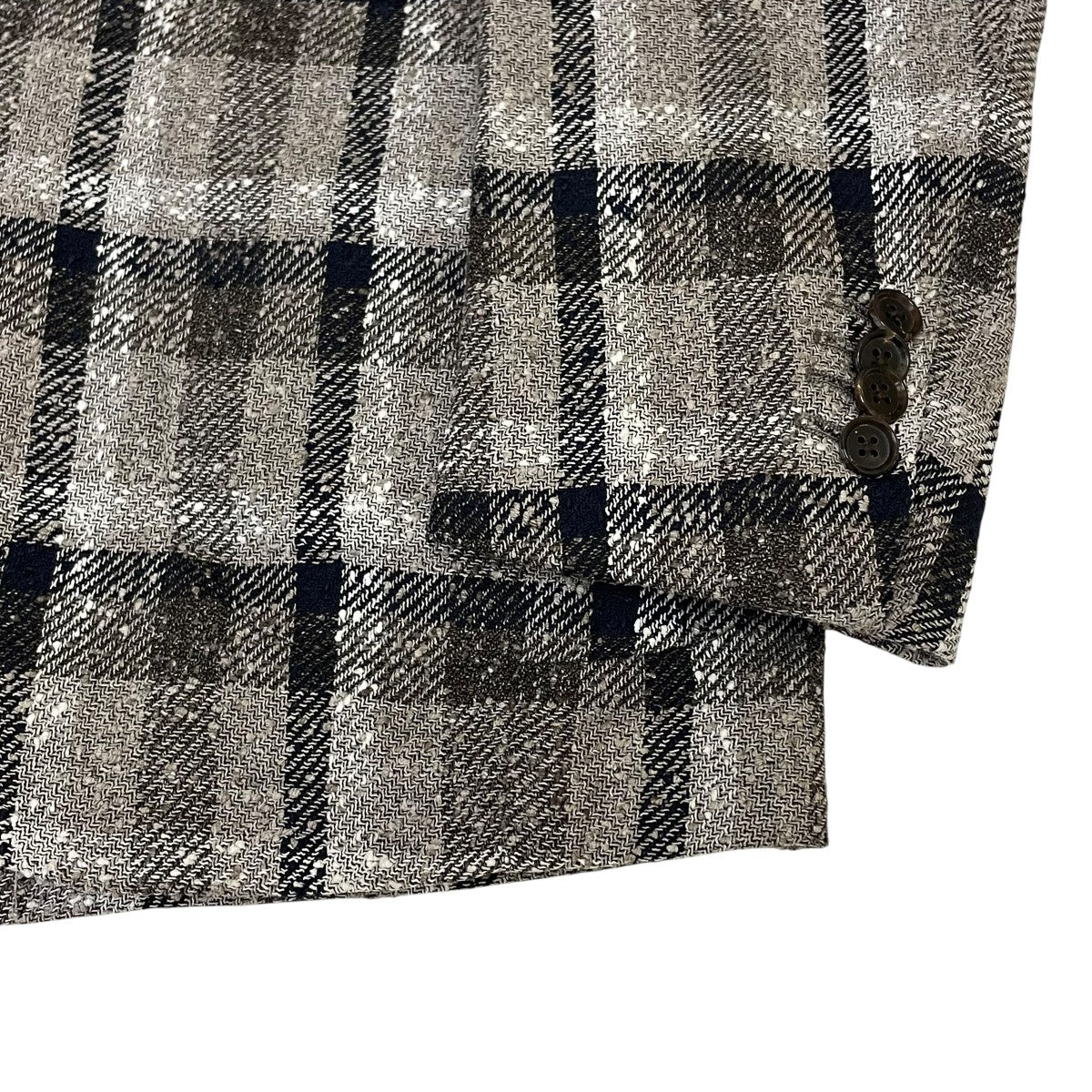 17SSFERLA BIG CHECK JACKET リネン混テーラードジャケット24-16-0979-015