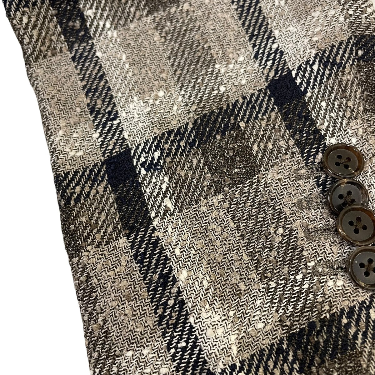 17SSFERLA BIG CHECK JACKET リネン混テーラードジャケット24-16-0979-015