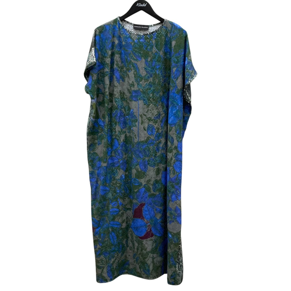 Abstract-Print Perforated Dressノースリーブワンピース
