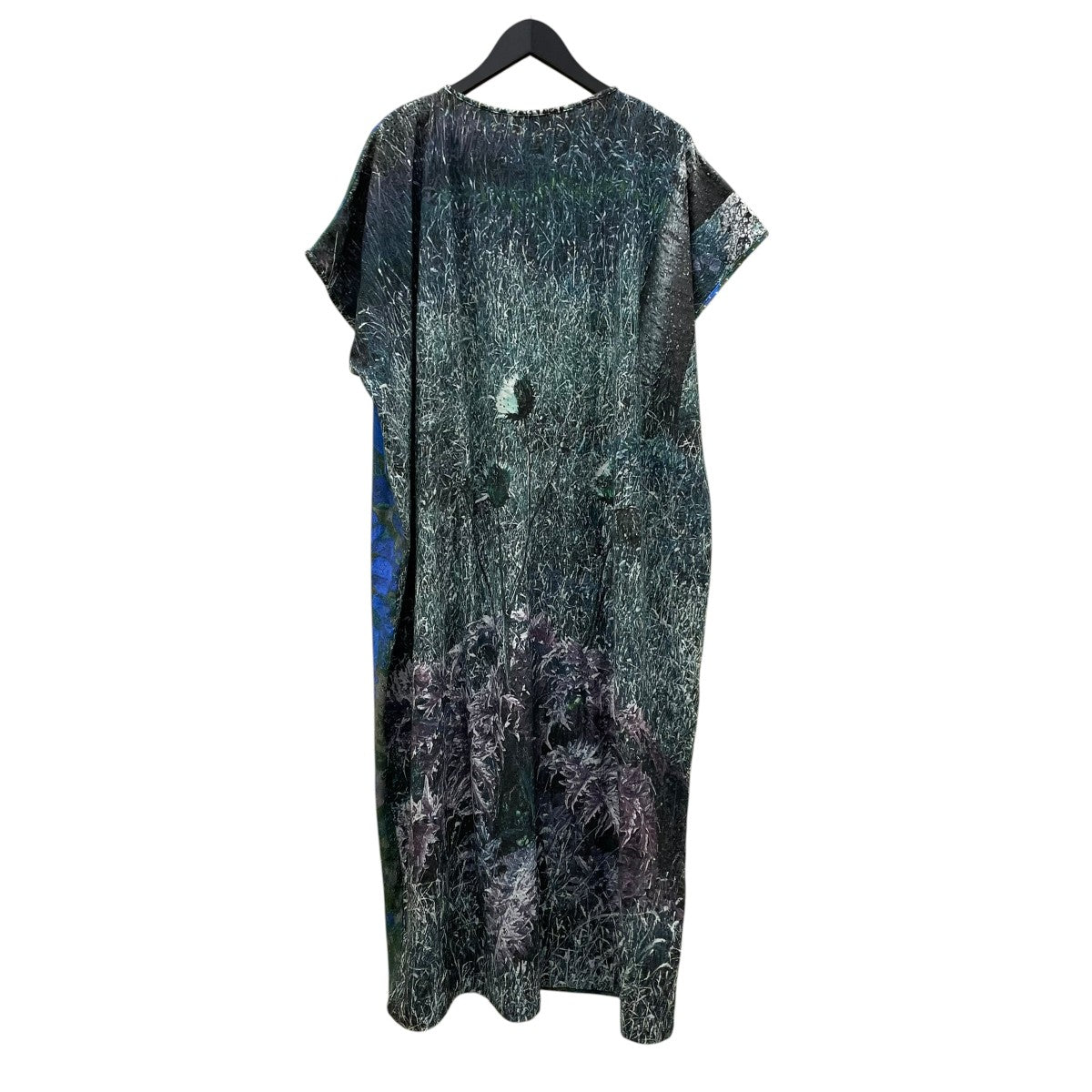 Abstract-Print Perforated Dressノースリーブワンピース