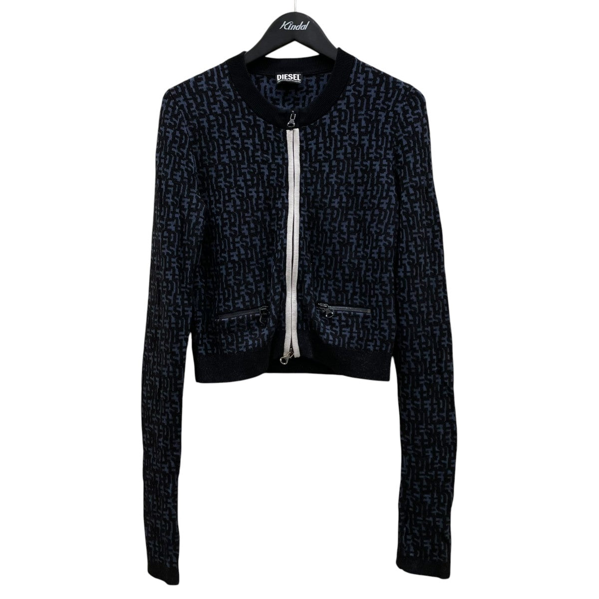 DIESEL M-ALLORCA フィンガーホール付き総柄 ニット ジップアップジャケットA09429 古着・中古-1枚目のアイテム画像