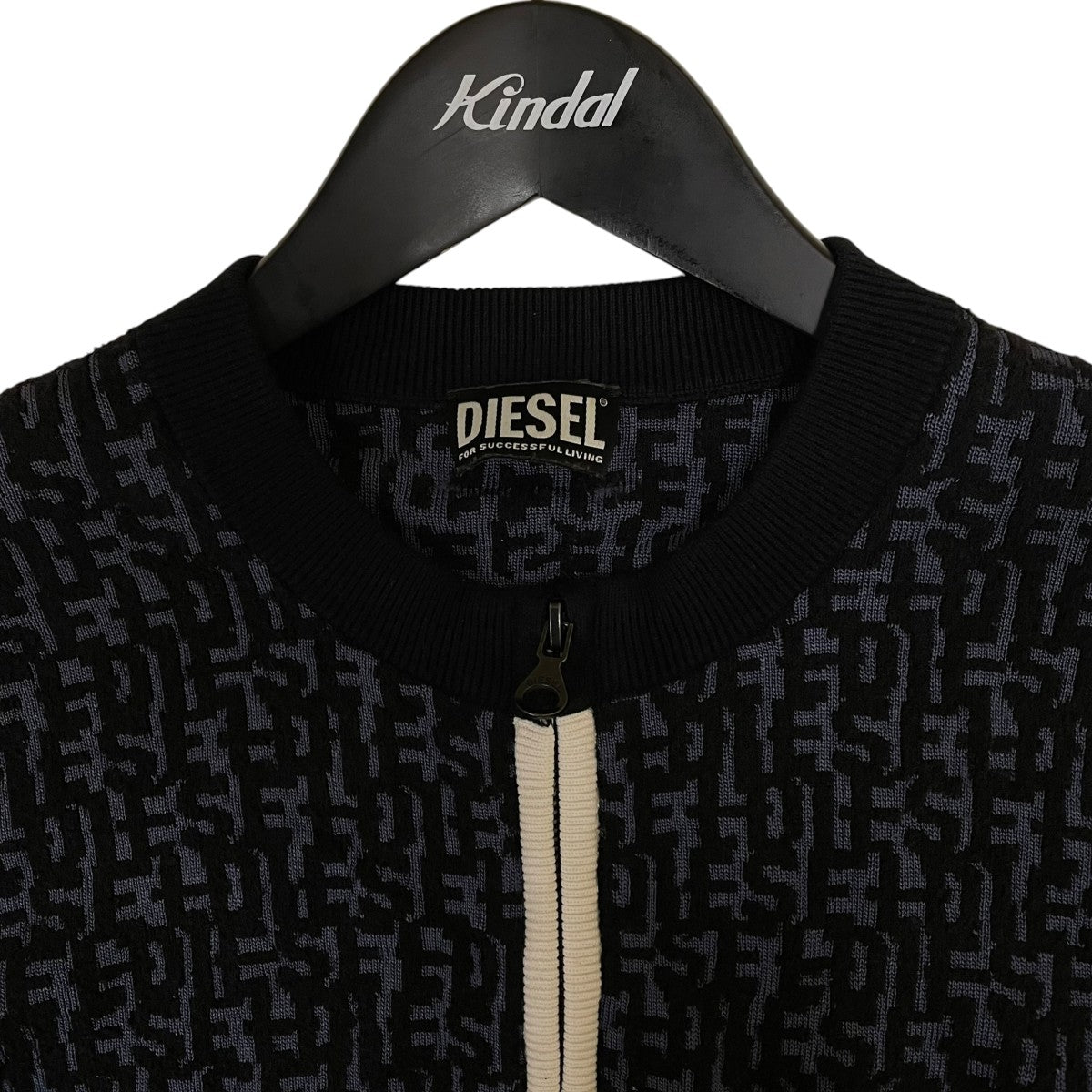DIESEL M-ALLORCA フィンガーホール付き総柄 ニット ジップアップジャケットA09429 古着・中古-3枚目のアイテム画像
