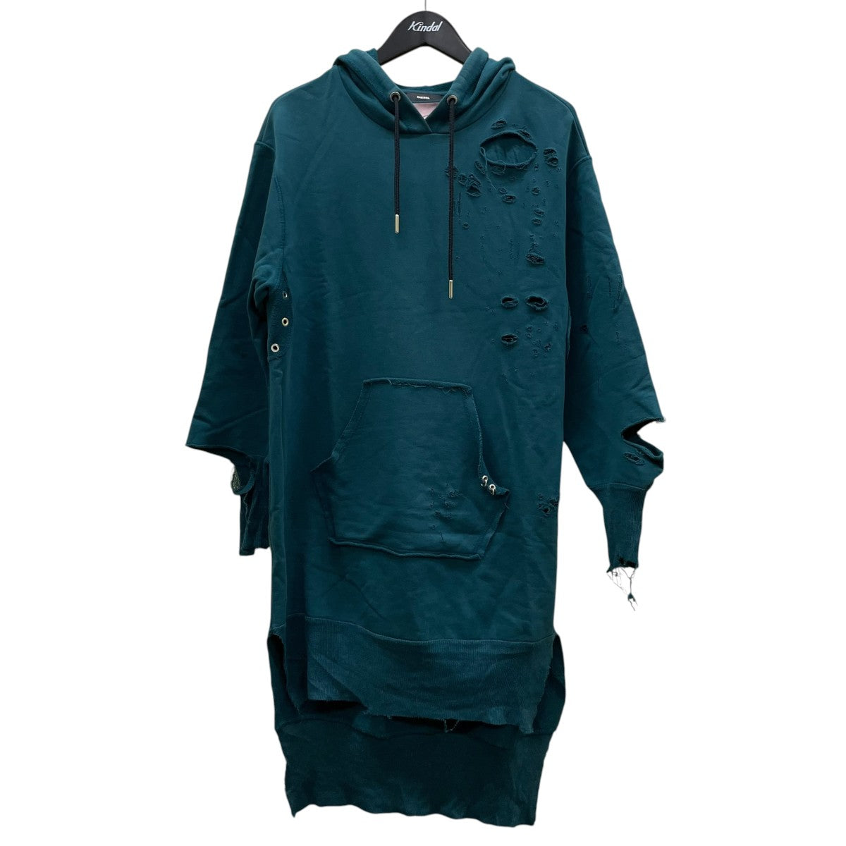 DIESEL BRAVE ダメージ加工パーカープルオーバー フーディー オーバーサイズ コットン ワンピース 古着・中古-1枚目のアイテム画像