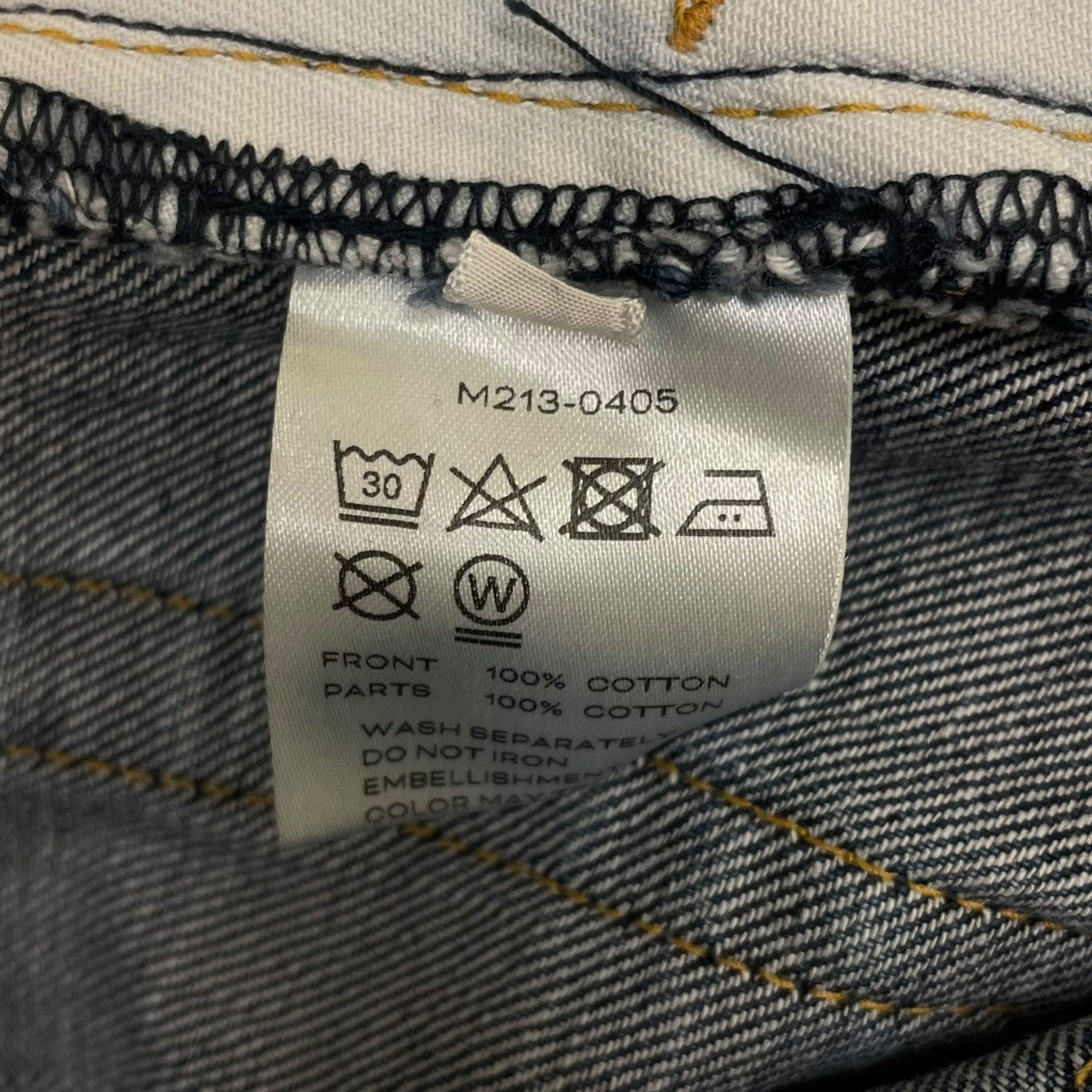 21AWStone Bio Wash Straight 5P Denim Trousersコットン ワイドストレート デニムパンツM213-0405