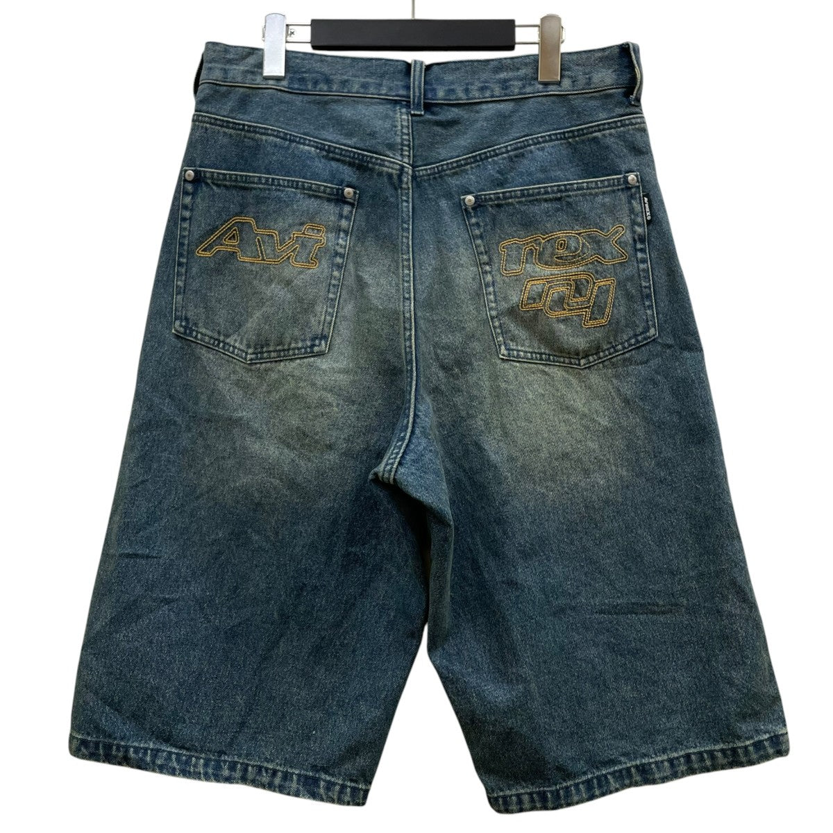 AVIREX GOALERS EMBROIDERY DENIM SHORTSヴィンテージ加工 コットン ワイドデニムショートパンツ783-6213002 古着・中古-2枚目のアイテム画像